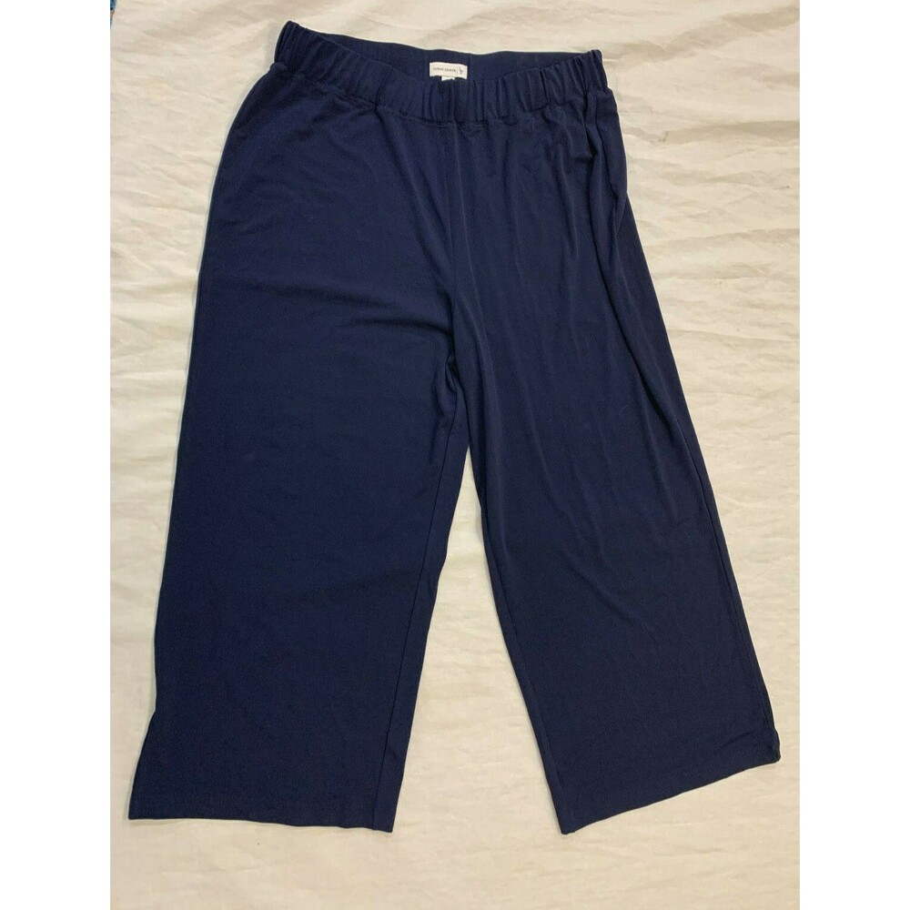 SUSAN GRAVER WOMENS PULL ON WIDE LEG CROP PANTS SIZE L